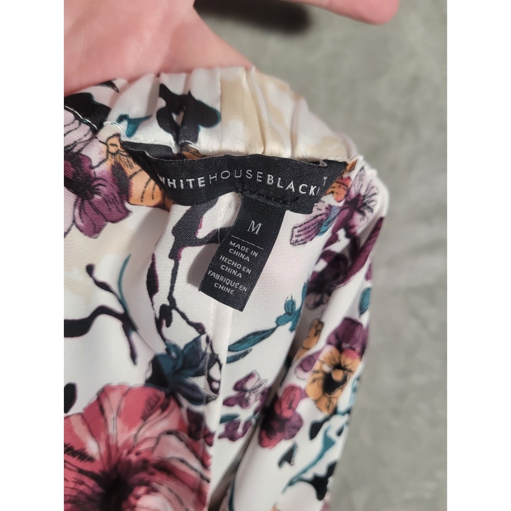 White House Black Market Satin Floral Off The Shoulder Blouse Size M Feminine - Picture 5 of 10